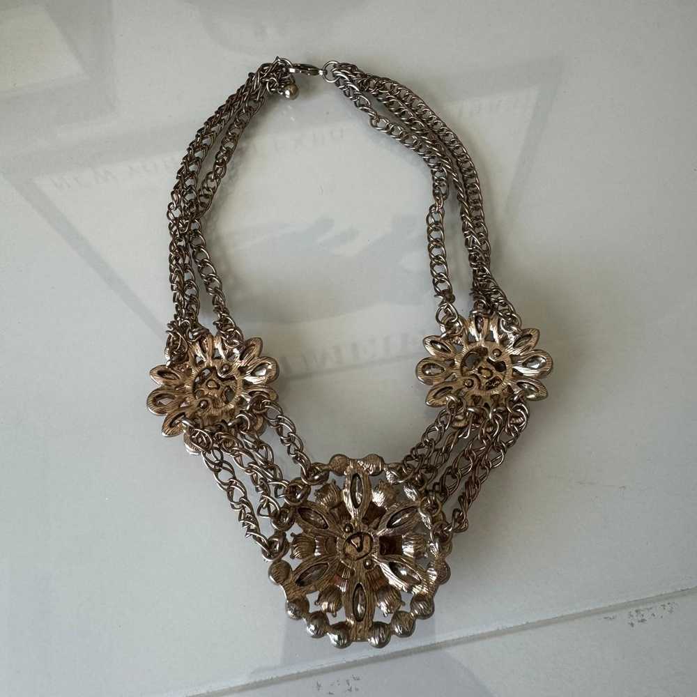 Vintage Rose Rhinestone Necklace - image 6