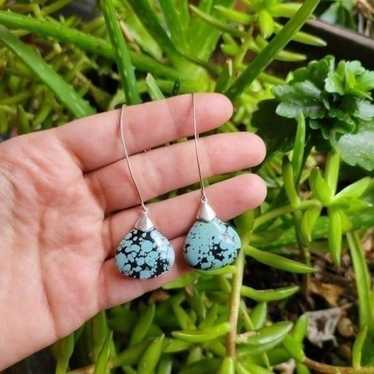 Vintage Solid 925 Sterling Silver Turquoise Earrin