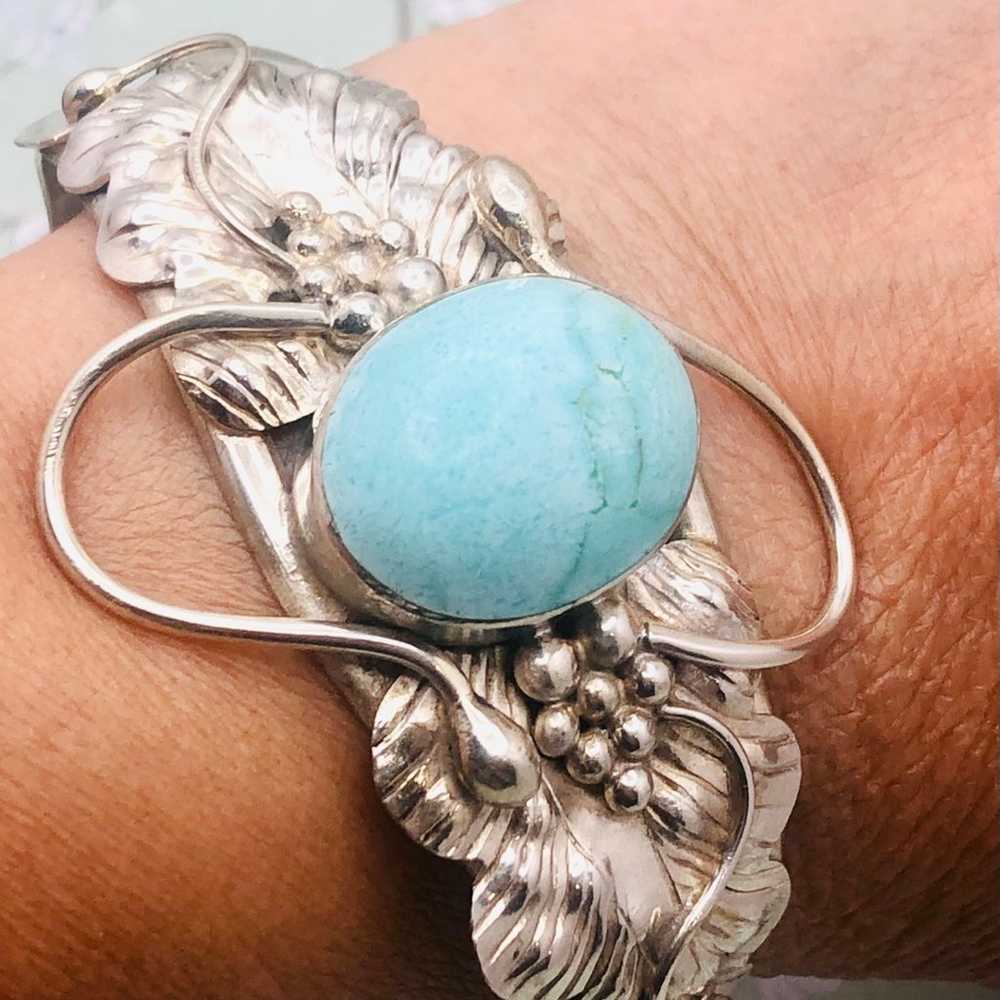 Sterling Silver Turquoise Cuff Bracelet - image 2