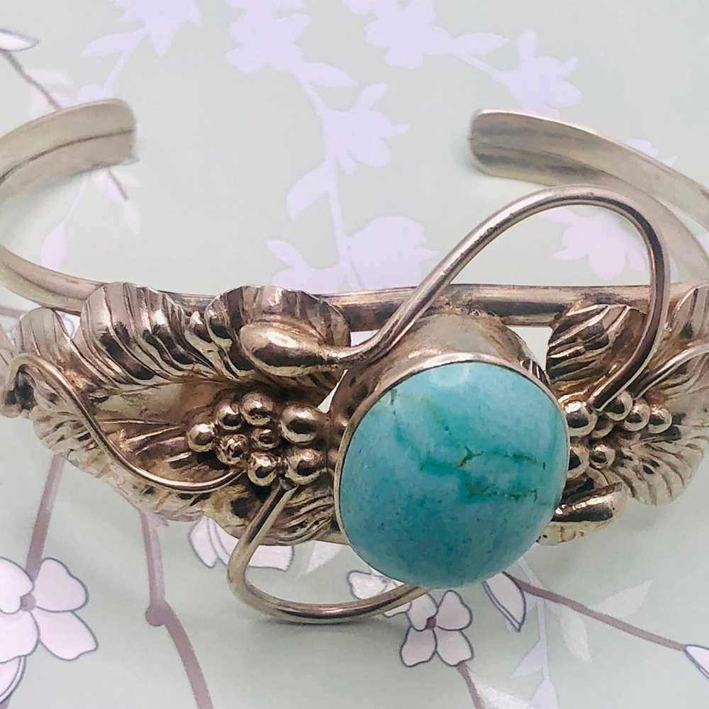 Sterling Silver Turquoise Cuff Bracelet - image 4