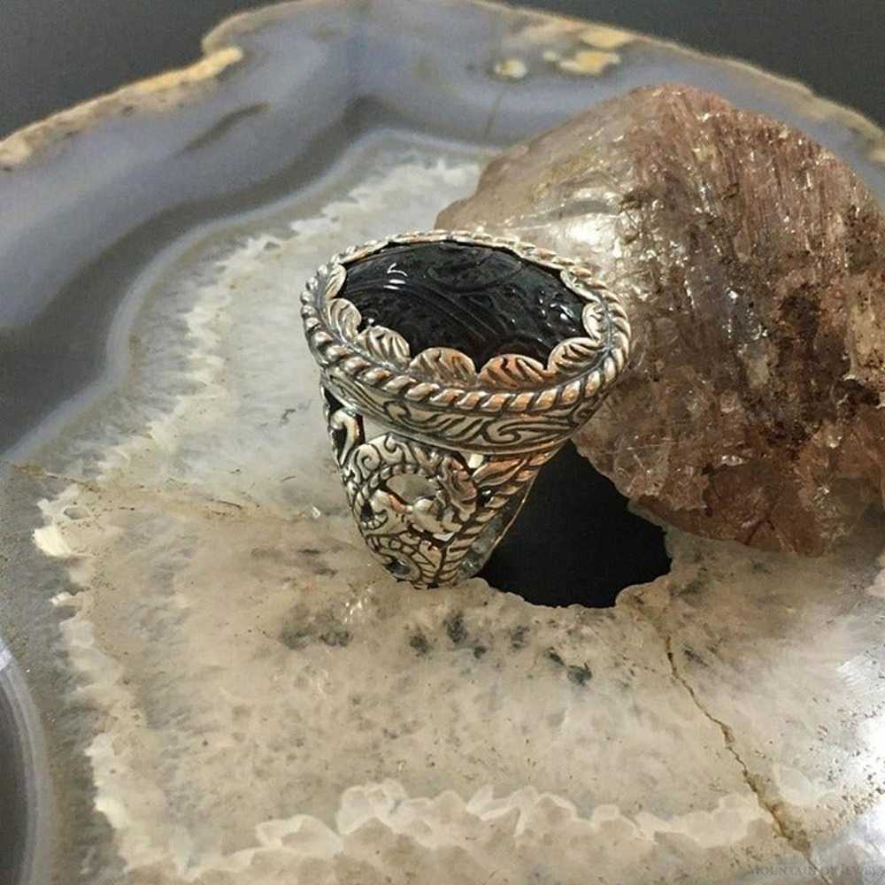 Carolyn Pollack Sterling Silver Oval Carved Black… - image 3