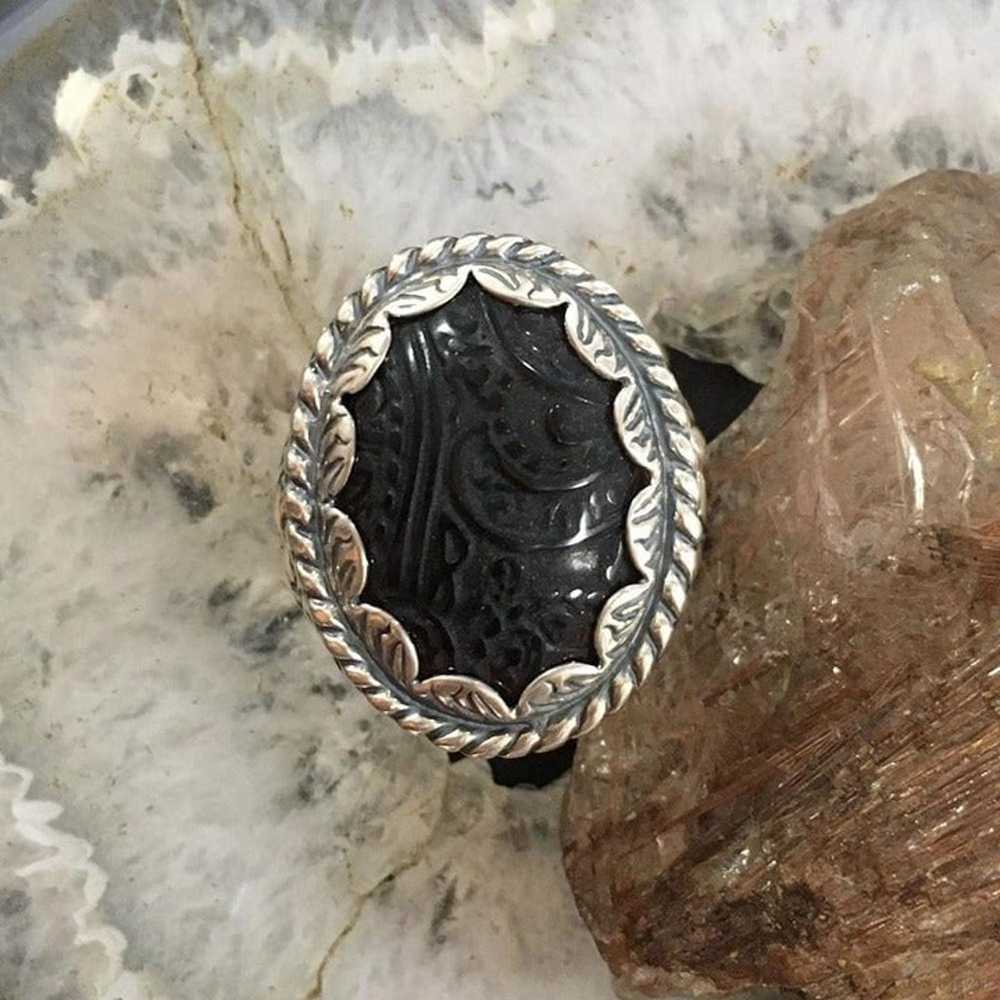 Carolyn Pollack Sterling Silver Oval Carved Black… - image 6