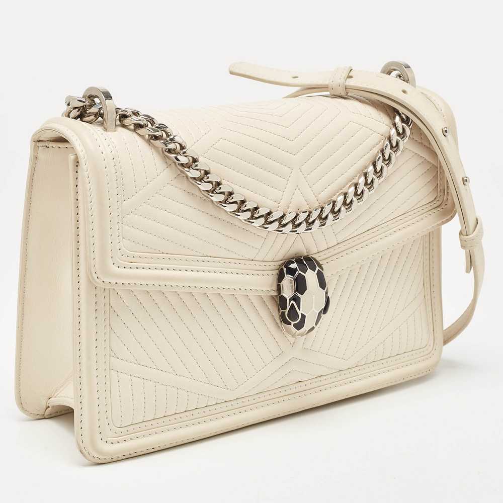 Bvlgari White Leather Serpenti Diamond Blast Shou… - image 2