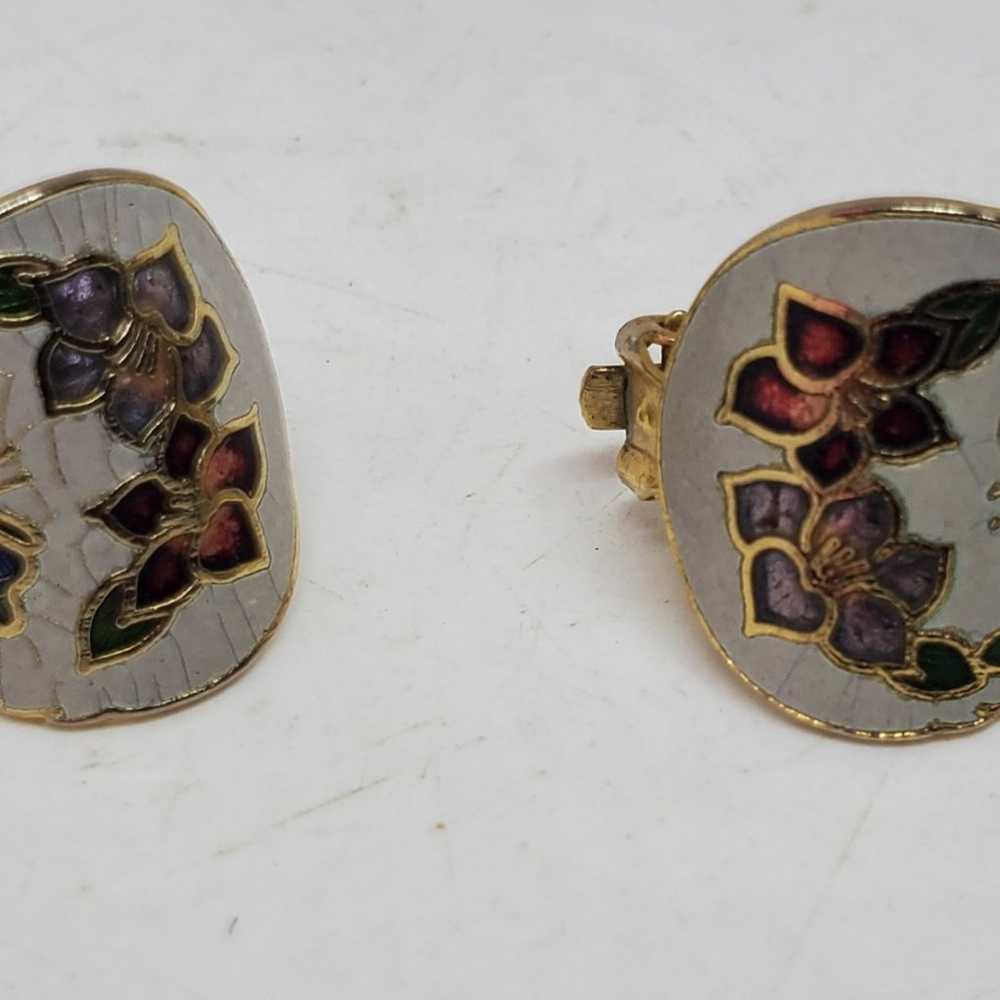 cloisonne clip earrings - image 2