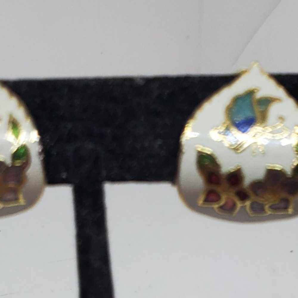 cloisonne clip earrings - image 4