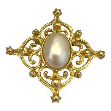 Vintage AAI Gold Tone Simulated Pearl Pin Brooch … - image 1