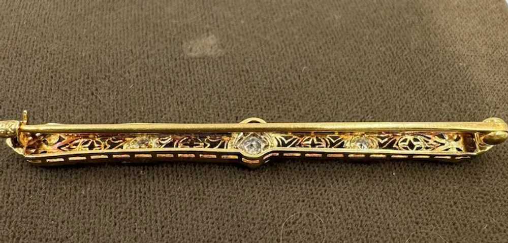 Antique 18k yellow Gold silver top Diamond Cluste… - image 3