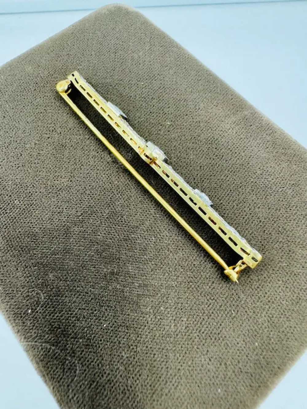 Antique 18k yellow Gold silver top Diamond Cluste… - image 4