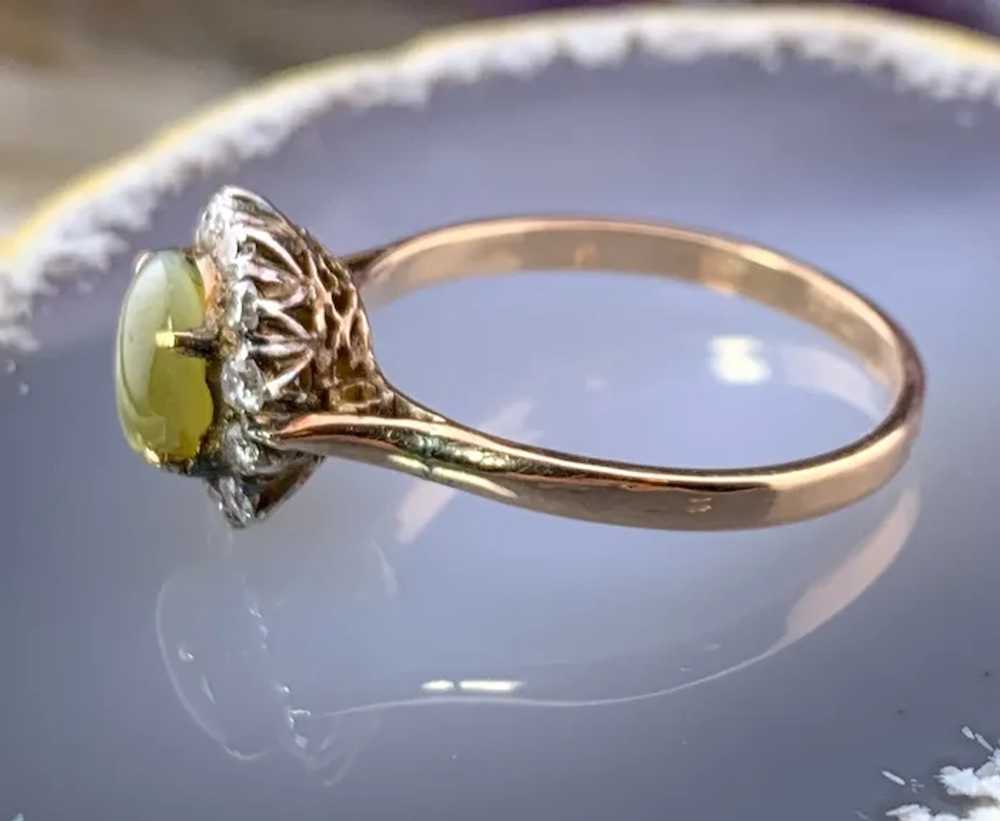 Vintage 12K, Diamond & Cats Eye Chrysoberyl Ring - image 5