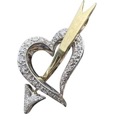 18K Gold Jose Hess Diamond Heart Pendant