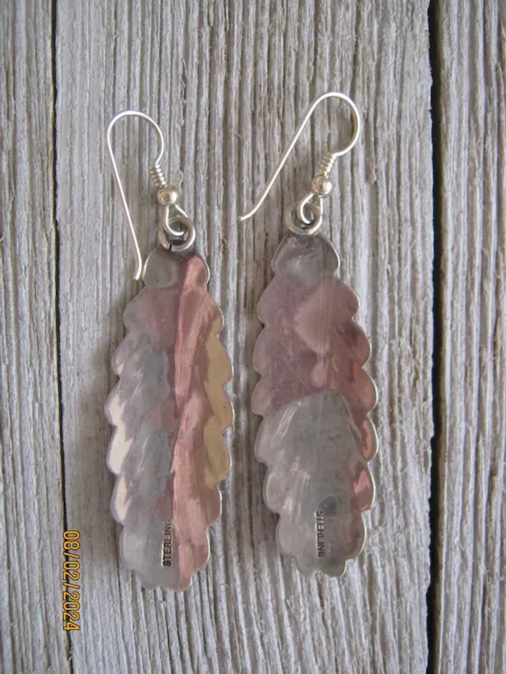 Navajo Sterling Earrings with Coral Stones - image 4