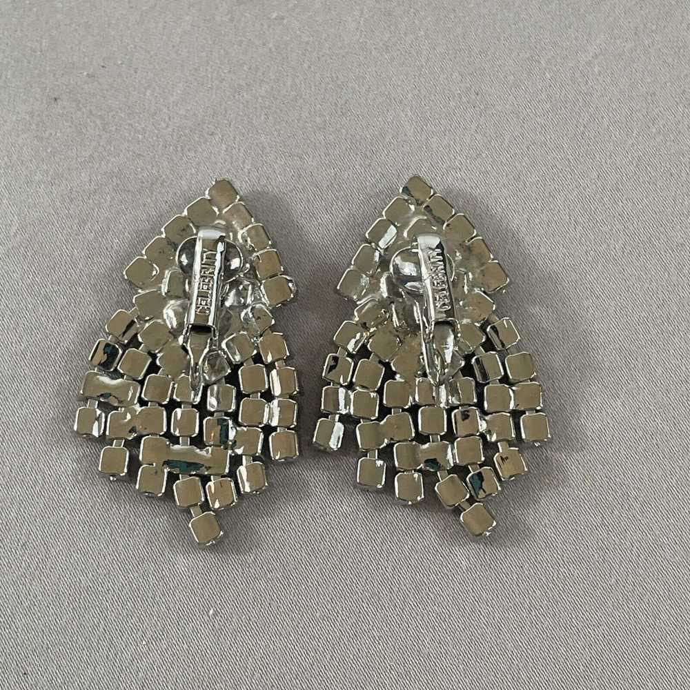 Celebrity Rhinestone Clip on Earrings Silver Tone… - image 3