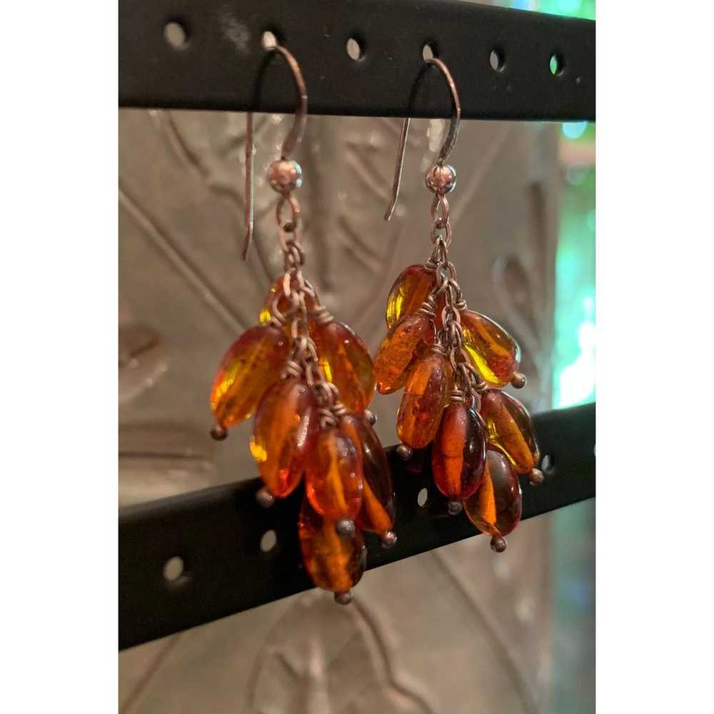 Jay King Vintage Amber Cluster Earrings - image 2