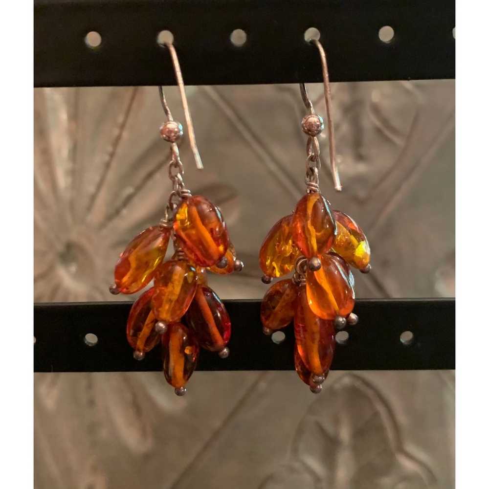 Jay King Vintage Amber Cluster Earrings - image 3