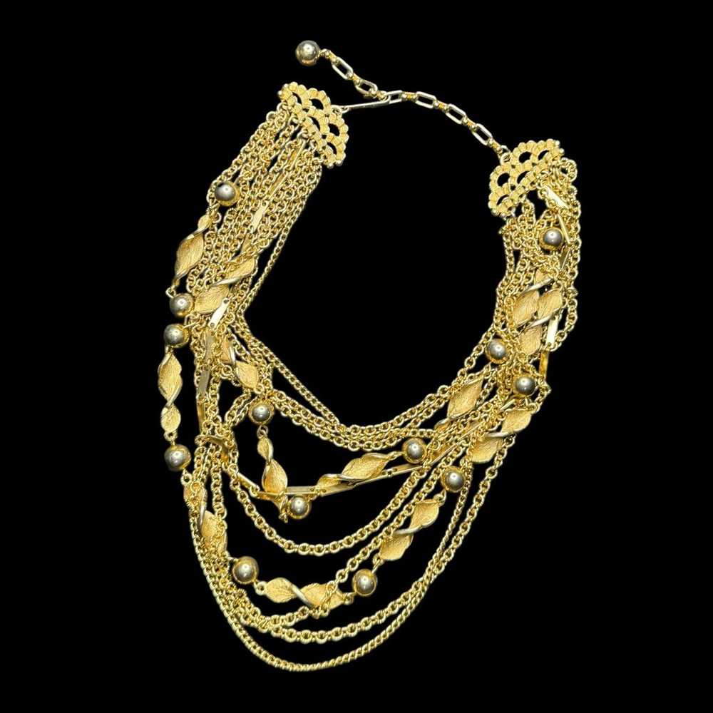 Vintage Kramer Gold Tone Layered Multi Strand Sta… - image 2