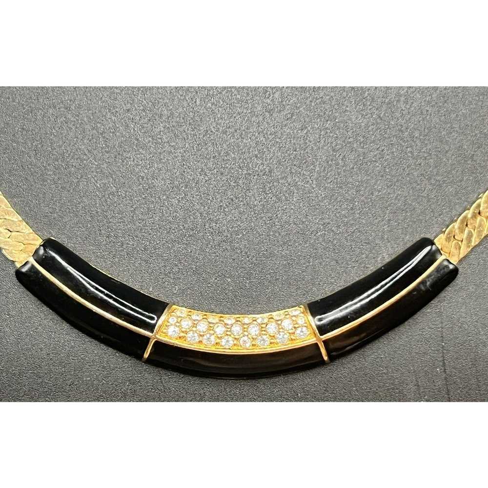 Signed SAL Swarovsky Crystals Black Enamel Gold C… - image 4