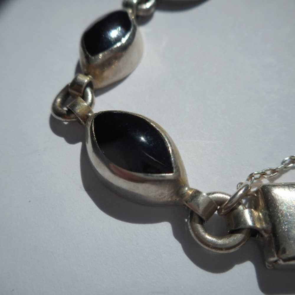 Vintage Mexico Sterling Silver & Onyx Cabochon Ge… - image 5