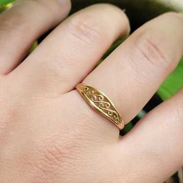 Vintage Solid 9ct 9K Yellow Gold Ornate Filigree S