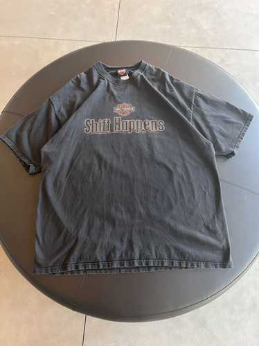 Vintage Harley Davidson Shift Happens T-Shirt Fade