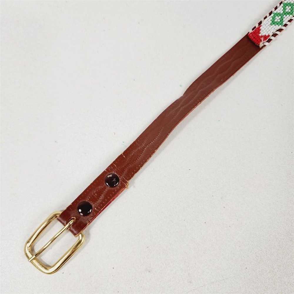 Vintage Beaded Leather Belt Western Native Americ… - image 2