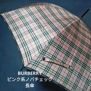 BURBERRY Pink Nova Check Long Umbrella Old Retro