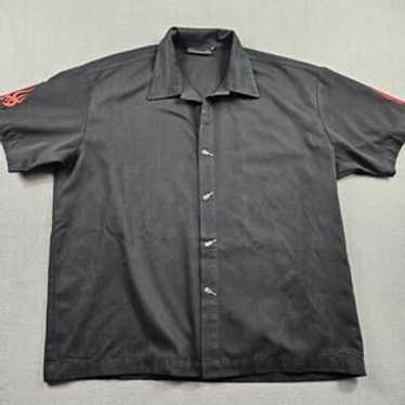ウェア・シャツ Steady Last Call Bowling Shirt Mens XL Steady Last Call Men's M Flames Guitar & Martini Glass