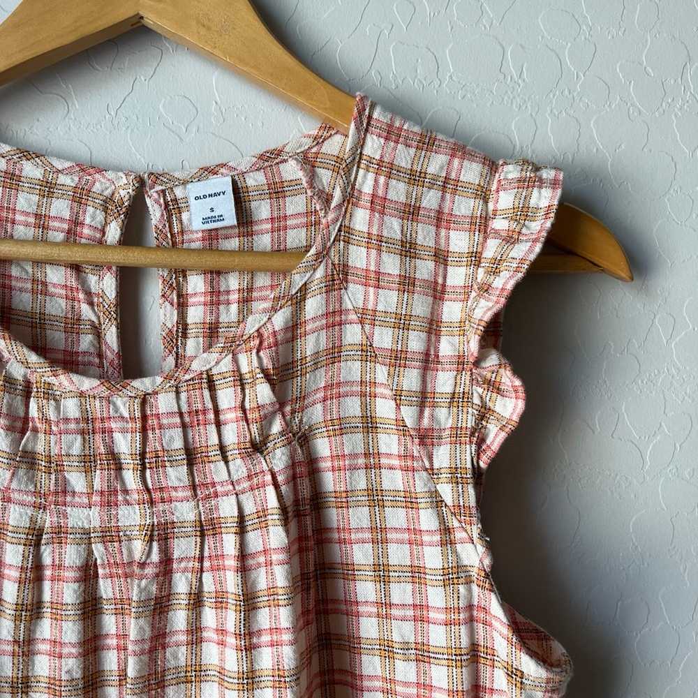 Old Navy linen plaid fall dress size small - image 3