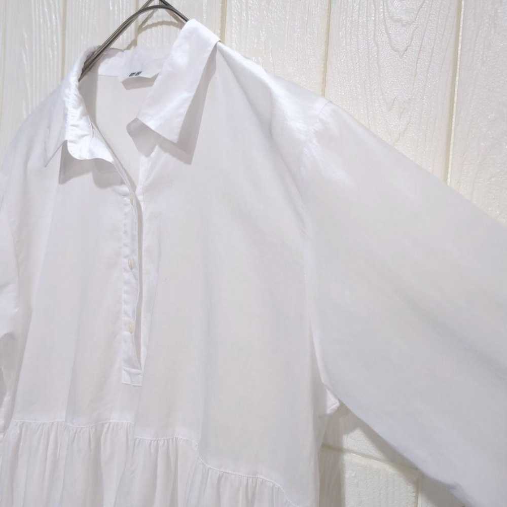 Uniqlo shirt tunic long-sleeved tiered S 100% cot… - image 3