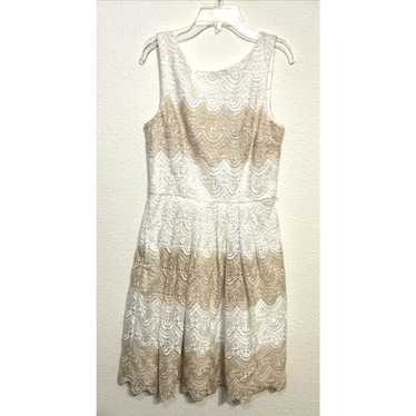 WHBM White House Black Market Dress White Tan Lace