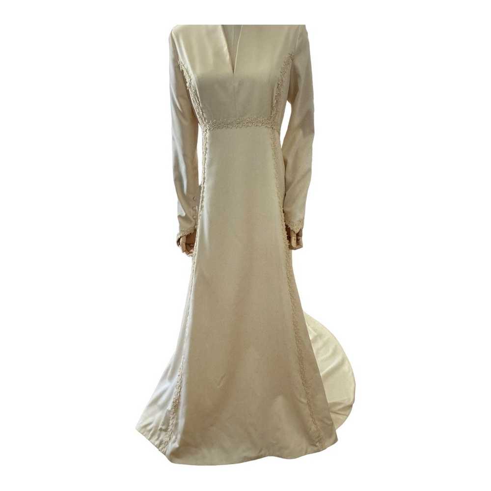 Vintage 1960's Handmade Wedding dress with long v… - image 12