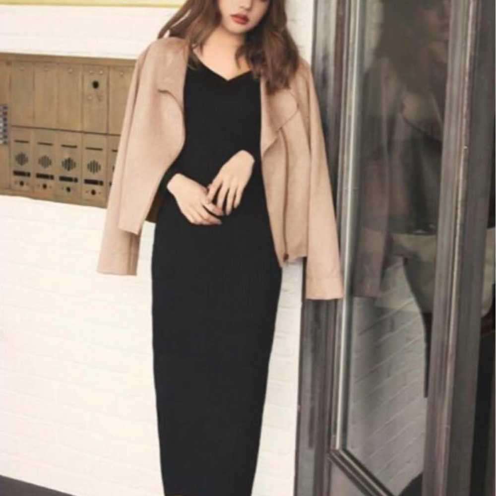 GRL♡ Side Slit V-Neck Long Knit One Piece k5019v - image 1