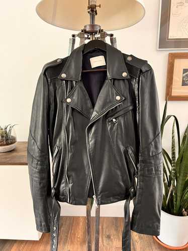 Pierre Balmain Leather Biker Jacket with Belt 54 - image 1