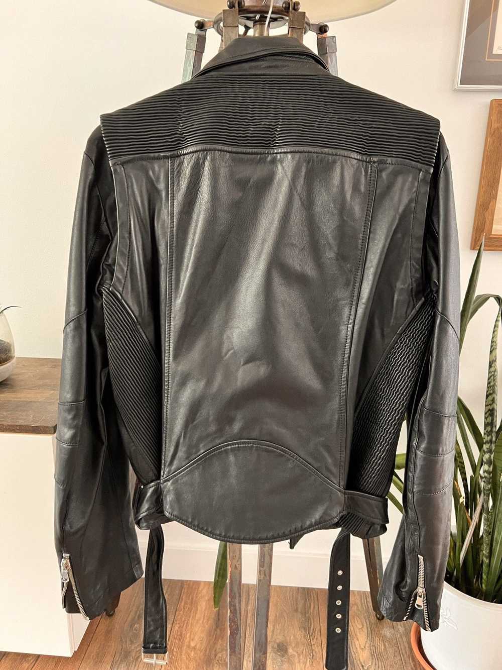 Pierre Balmain Leather Biker Jacket with Belt 54 - image 2