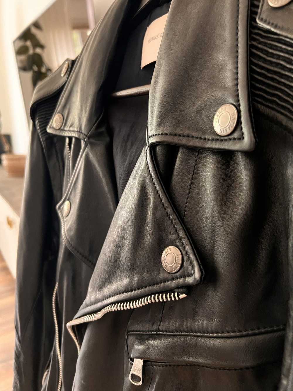 Pierre Balmain Leather Biker Jacket with Belt 54 - image 3