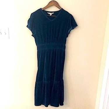 Yumi maxi dress teal velour V neck short sleeves … - image 1