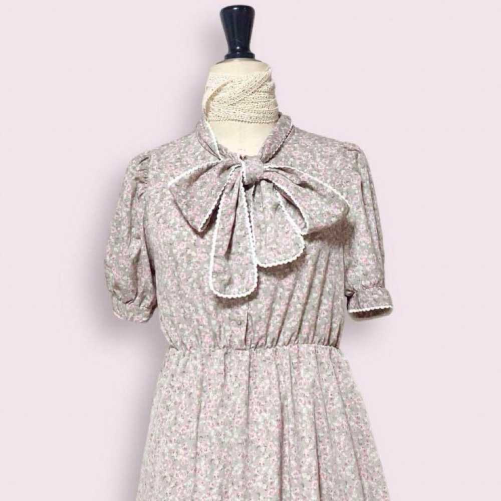 apresjour Floral Bow Tie One-Piece Dress Beige Si… - image 2