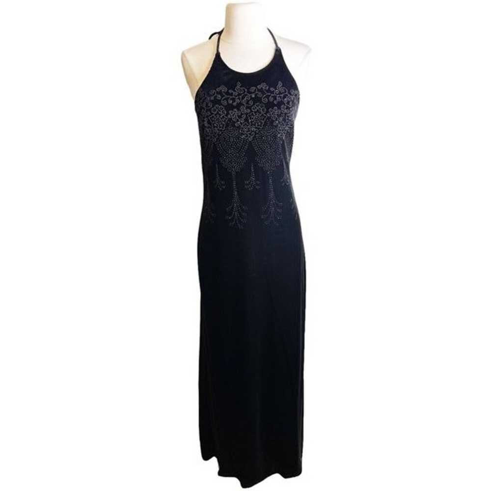 Vintage Y2K Rampage M Medium Black Velour Maxi Dr… - image 1