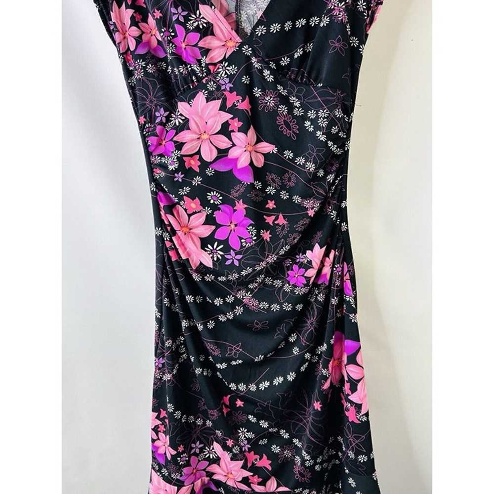 Vintage Y2K Womens Medium Black Pink Floral Faux … - image 4