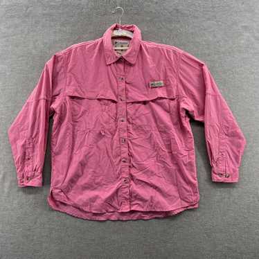 Vintage columbia Mens Size M Pink Long Sleeve But… - image 1