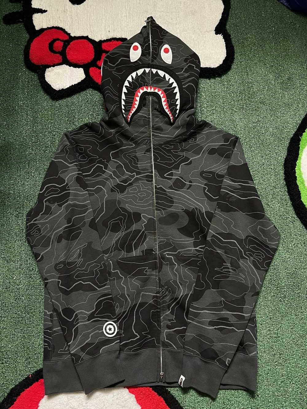 Bape Layered Line Camo Shark Full Zip Hoodie - image 1