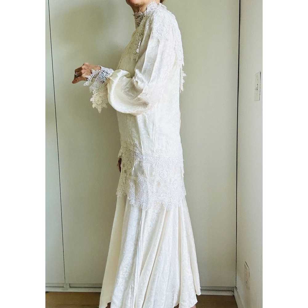 Vintage Silk Cream Dress Victorian Style Lace Reg… - image 3