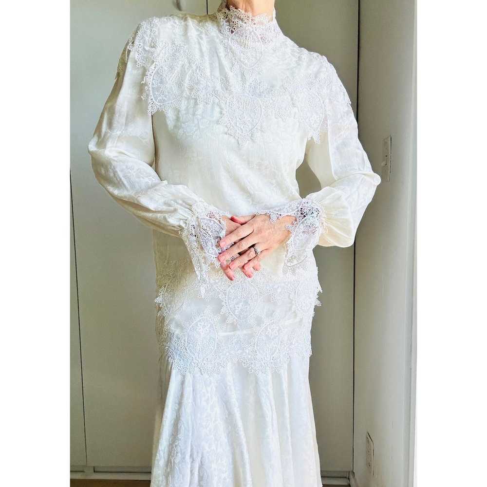 Vintage Silk Cream Dress Victorian Style Lace Reg… - image 5