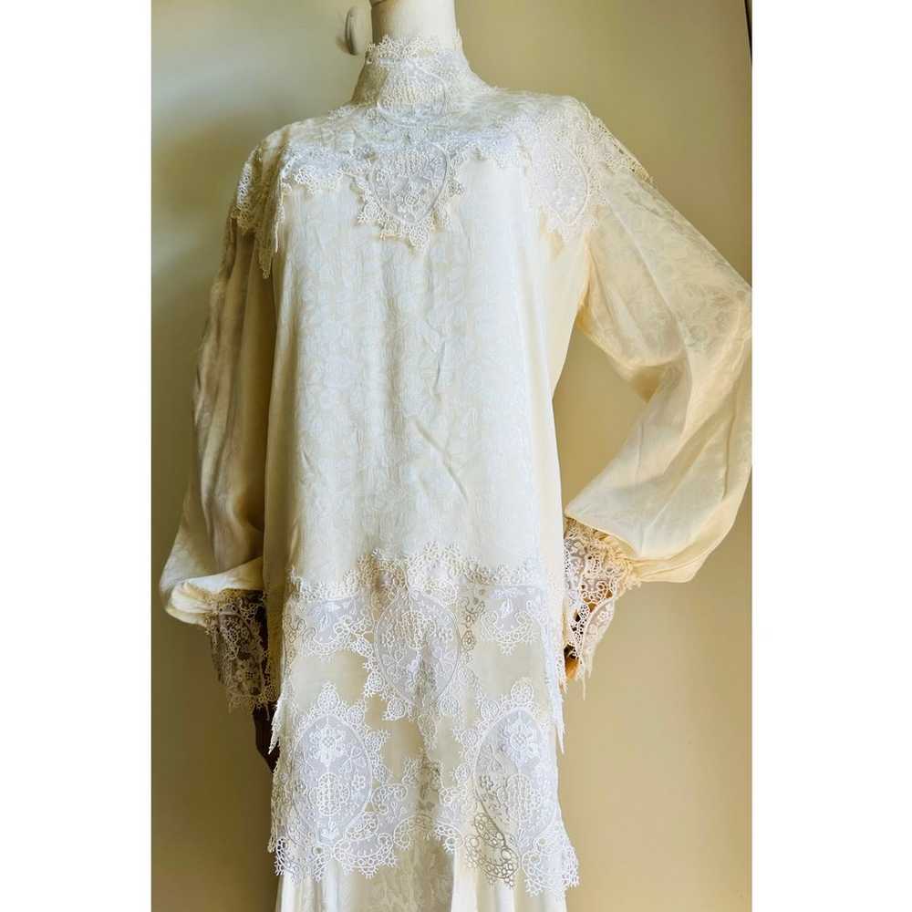 Vintage Silk Cream Dress Victorian Style Lace Reg… - image 9