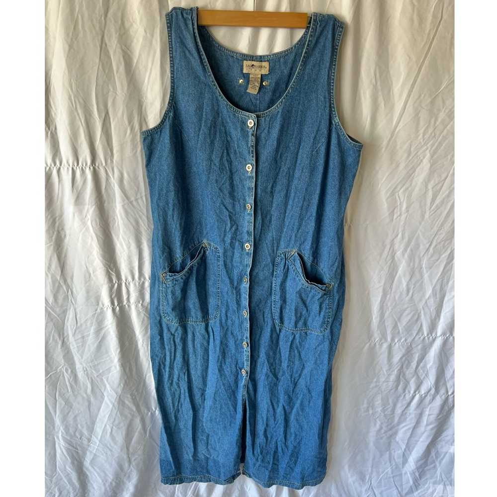 Vintage Denim Maxi Button Dress - image 1