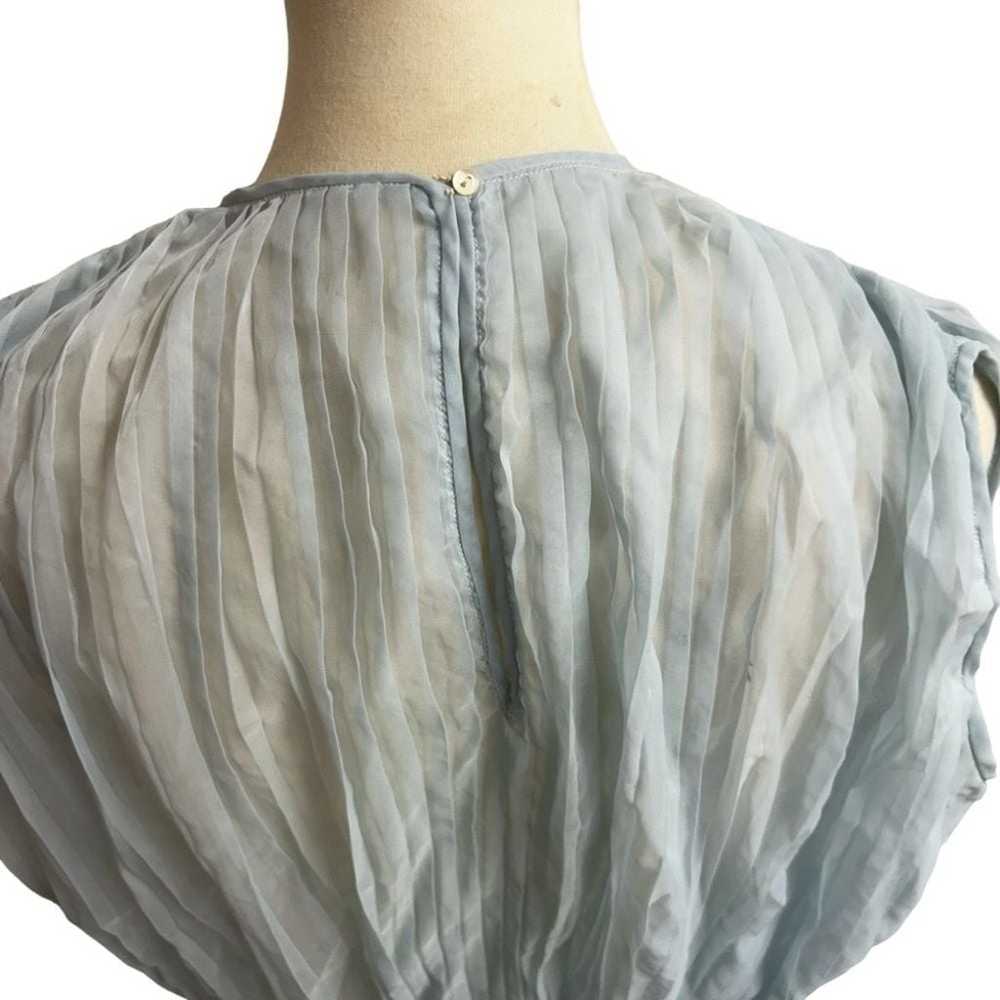 50s/60s Light Blue Pleated long sleeveless sheer … - image 4