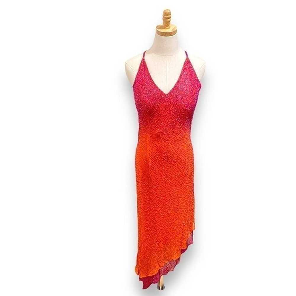 SCALA 100% Silk Vintage Y2K Pink Orange Ombre Bea… - image 1