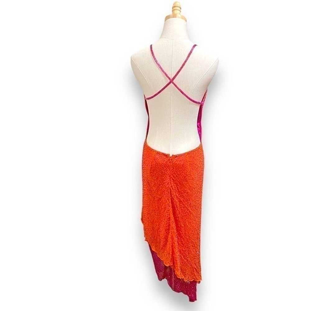 SCALA 100% Silk Vintage Y2K Pink Orange Ombre Bea… - image 2