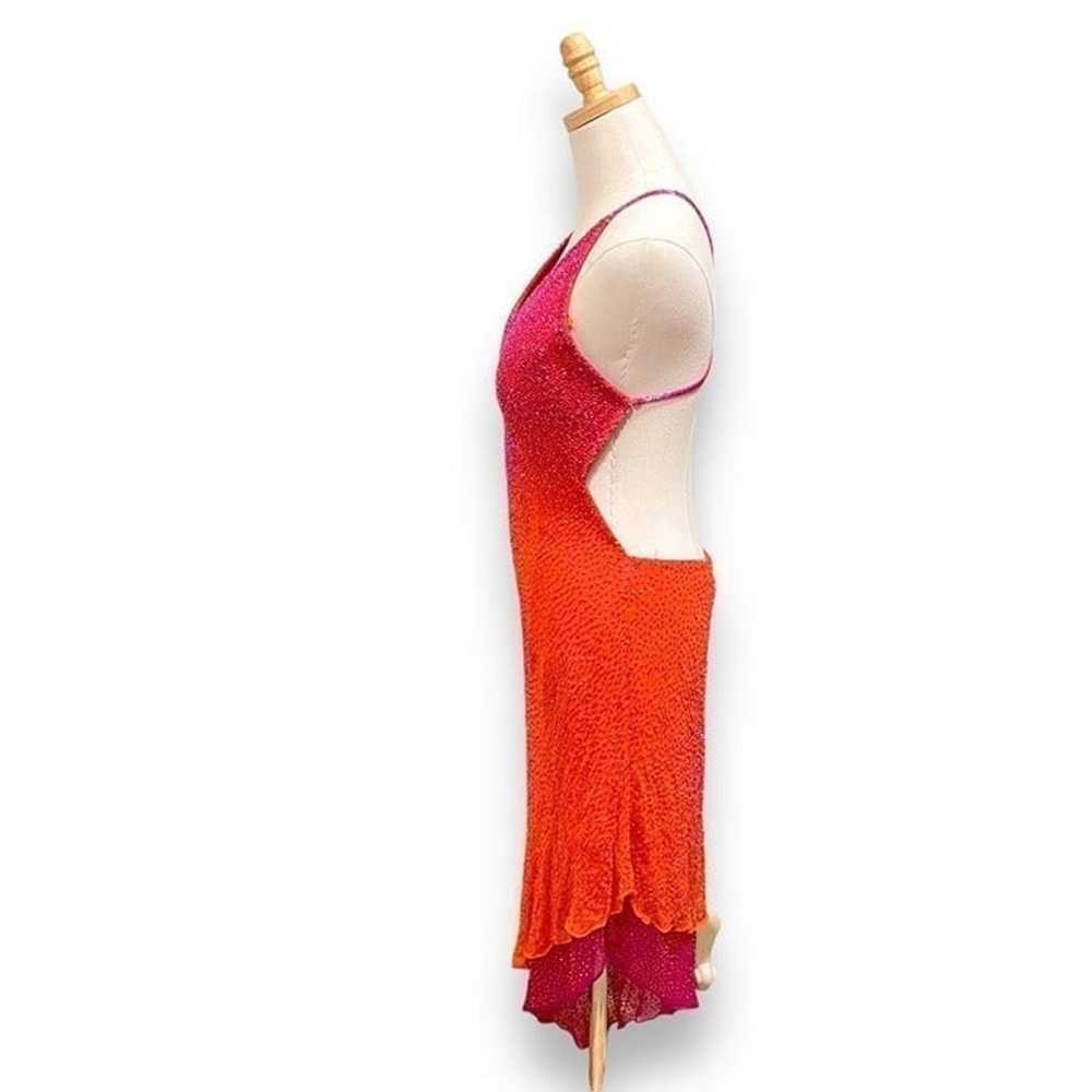 SCALA 100% Silk Vintage Y2K Pink Orange Ombre Bea… - image 5