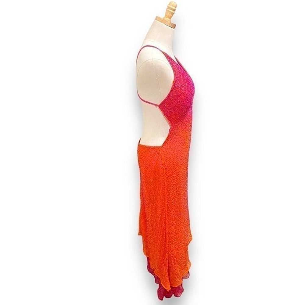 SCALA 100% Silk Vintage Y2K Pink Orange Ombre Bea… - image 6