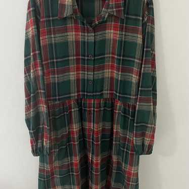 Vintage BloomChic Long Sleeve Flannel Dress, Size: